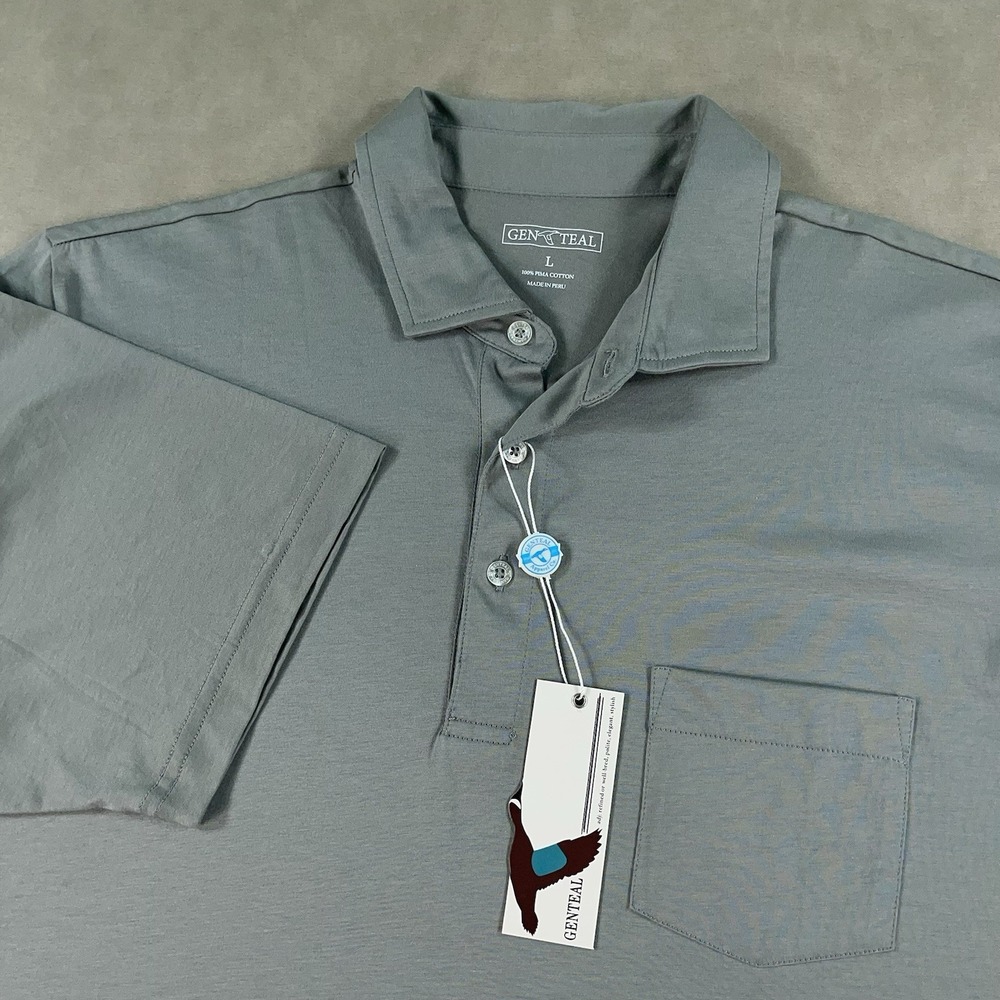GenTeal Polo Shirt Mens Large Golf Performance Outdoor 100% Pima Cotton NWT